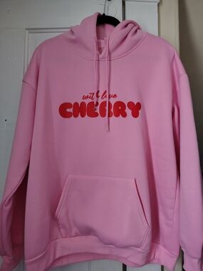 Pink "Cherry" Oversized Hoodie Sweatshirt XL